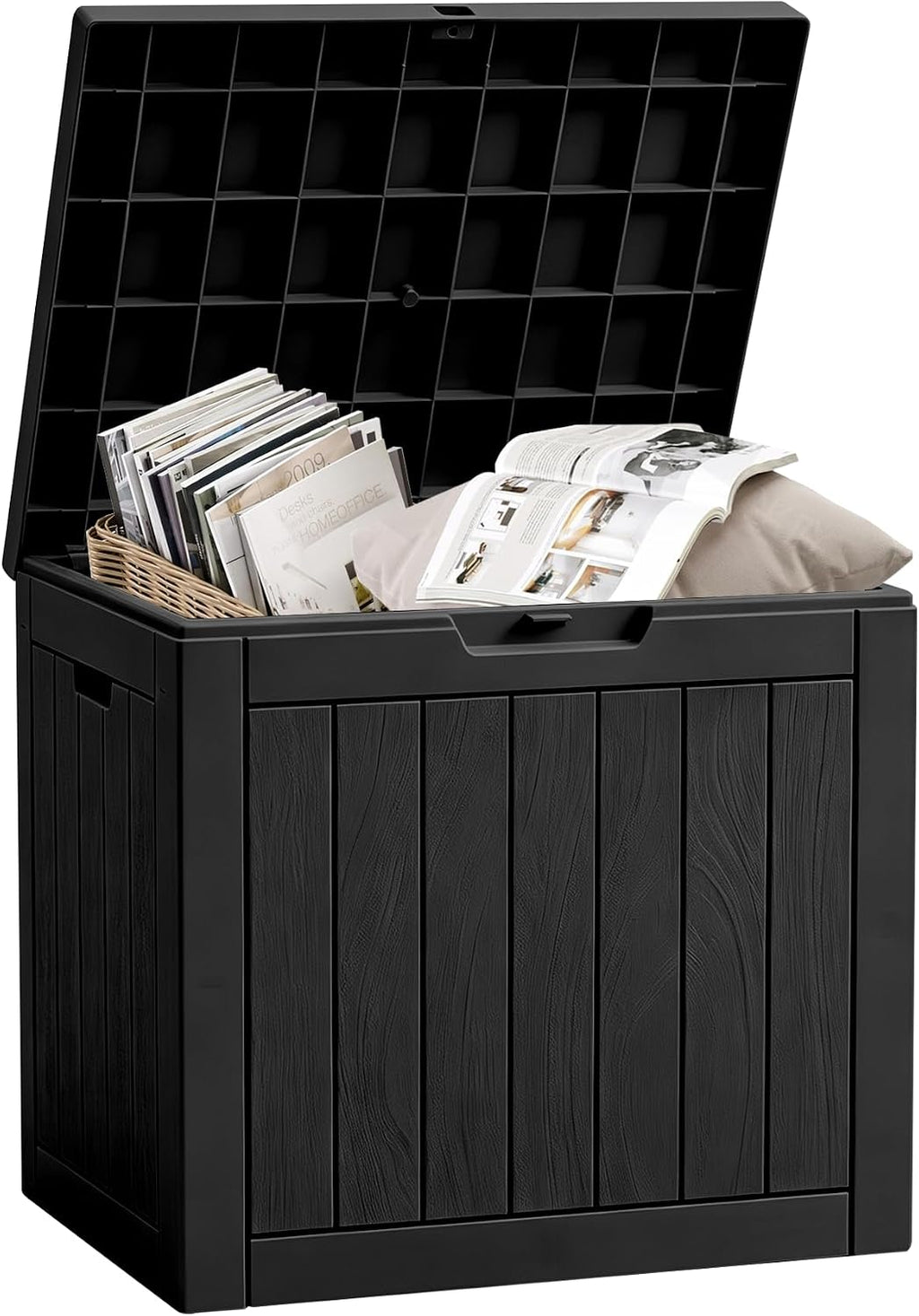 30 Gallon Outdoor Storage Box, Waterproof Resin Deck Box with Side Handles, Lockable Outdoor Bench for Indoor & Outdoor Use, Storage Bin for Patio Cushions, Garden Tools