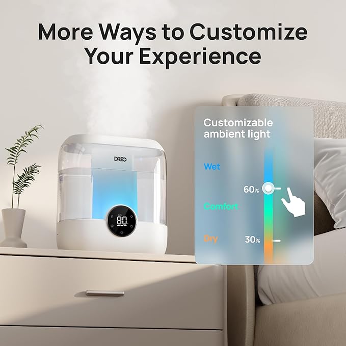 DREO Smart Humidifiers for Bedroom, 6L Top Fill Supersized Cool Mist Humidifier
