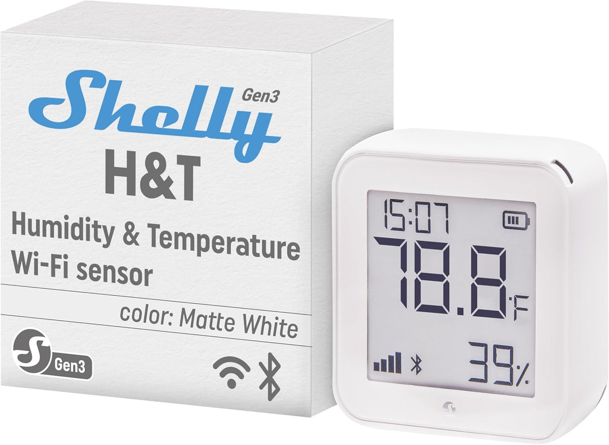 Shelly H&T Gen3 White | Wi-Fi & Bluetooth Smart Temperature & Humidity Sensor