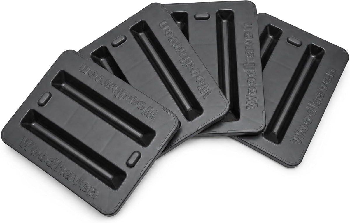 Woodhaven Firewood Rack Support Bases 4 Pack Black - Heavy Duty ABS Mold Injected Plastic - Fits Up To 1-5/8 Inch Tube - Fits Most All Firewood Racks - Made In USA