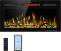33" WiFi Electric Fireplace Inserts, Recessed and Wall Mounted Fireplace Heater