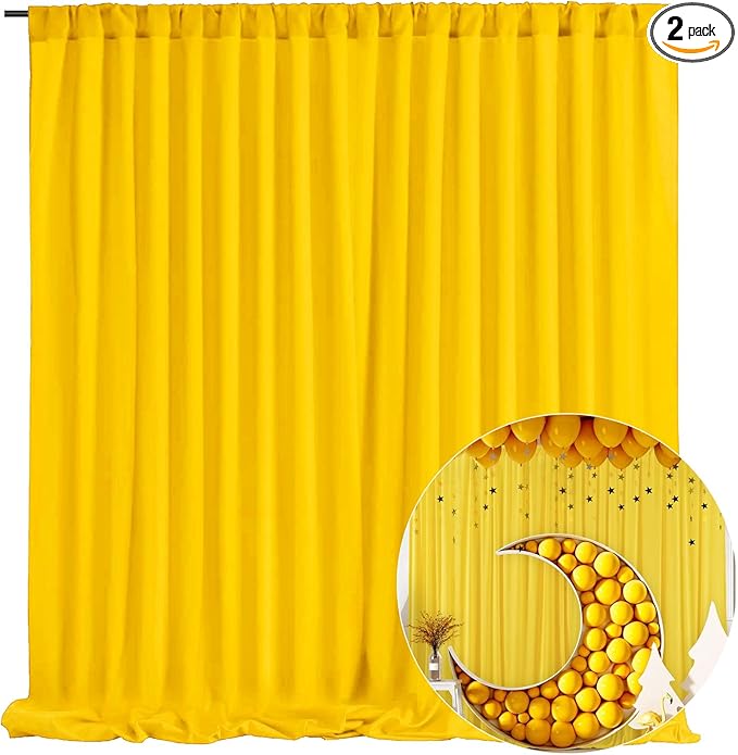 10 x 10 Feet Yellow Backdrop Curtain for Partie, Background Curtains for Phot...