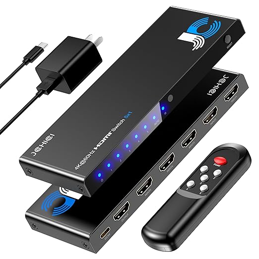 JCHICI 4K HDMI Switch 5x1 with Remote