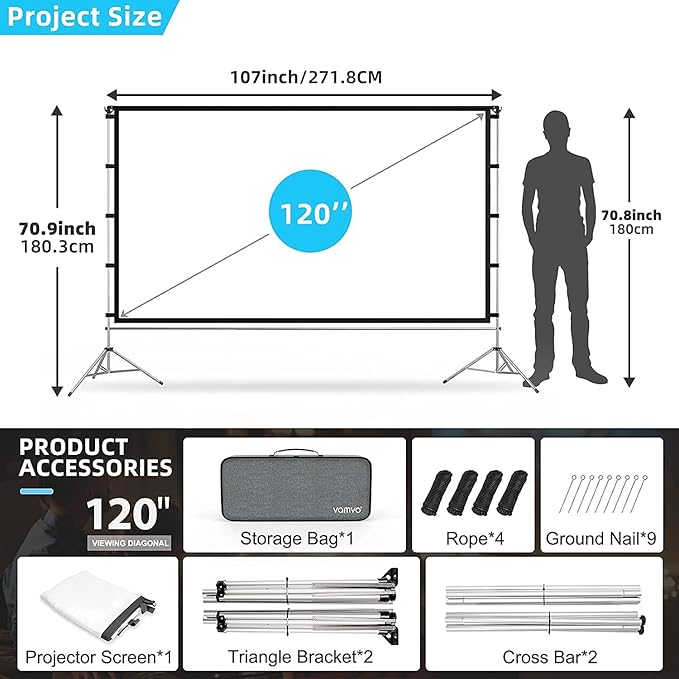 Projector Screen Outdoor, Vamvo Portable Projectors Screen