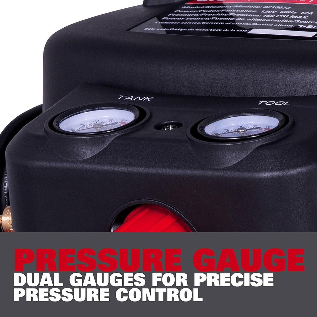 ECOMAX Pancake Air Compressor MAX 150 PSI, 2.6 CFM @90 PSI, Oil-Free
