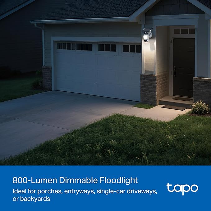 Tapo 2K Dimmable Floodlight Security Camera Outdoor Wireless w/Solar Panel