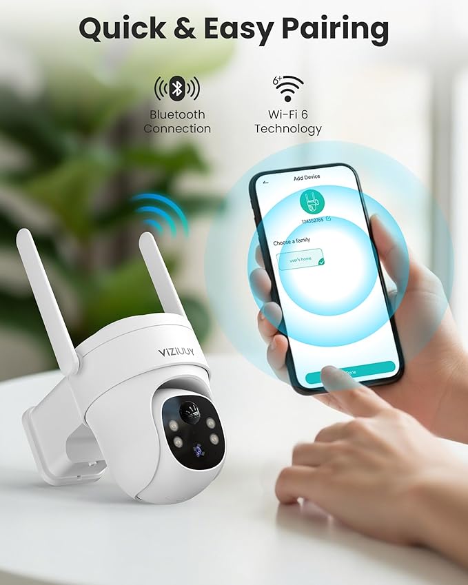 VIZIUUY Solar Security Cameras Wireless Outdoor, 3MP Pan Tilt 360°WiFi Camera