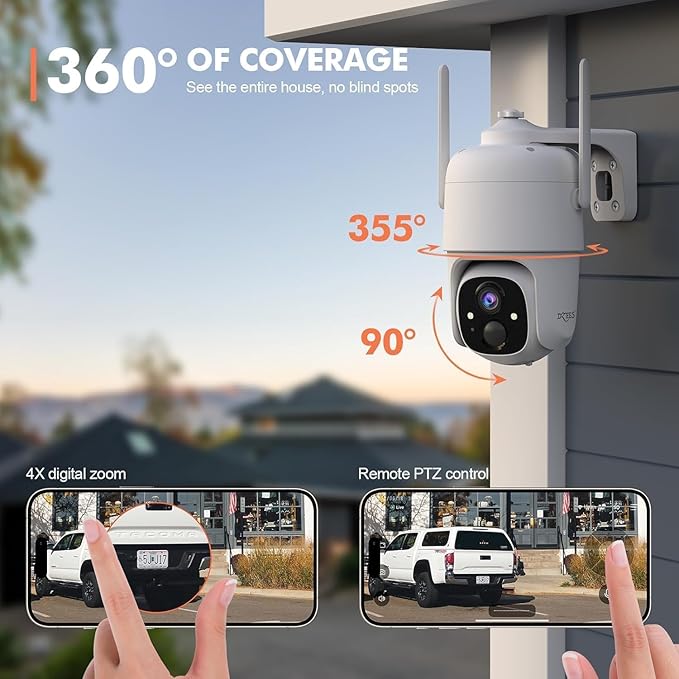Dzees Solar Security Cameras Wireless Outdoor, 2K Battery Powered Security (4 Pack)
