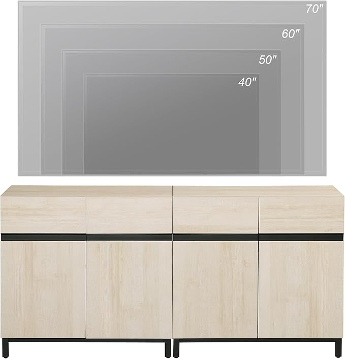 Wampat Modern TV Stand for 70 inch TVs, 2 in 1 Entertainment Center Console
