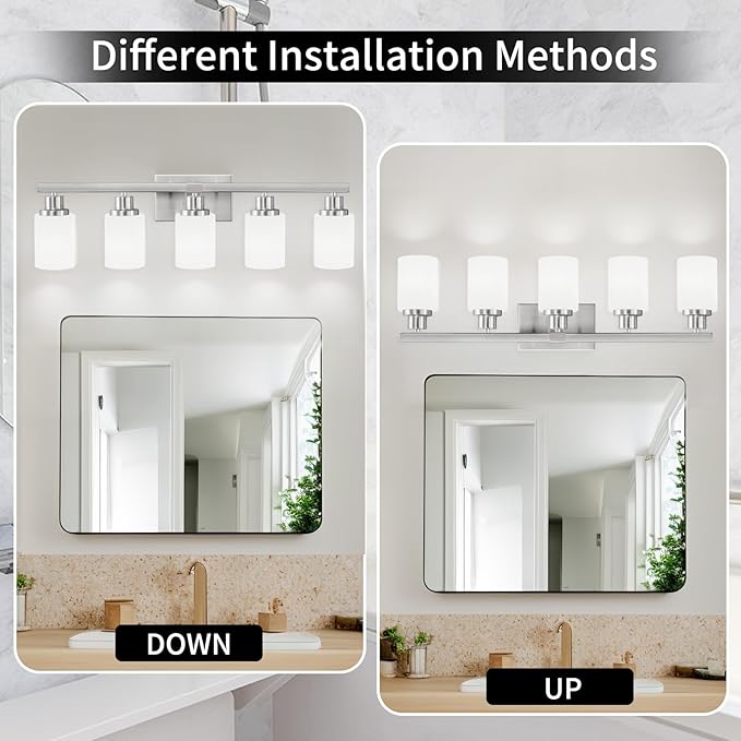DIKAIDA 5-Light Bathroom Light Fixtures, Modern Bathroom Wall Lights Over Mirror