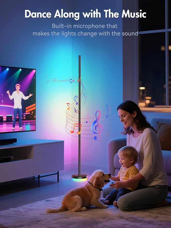 OIYN Corner Floor Lamp 2 Pack, RGBICW LED Corner Lamp