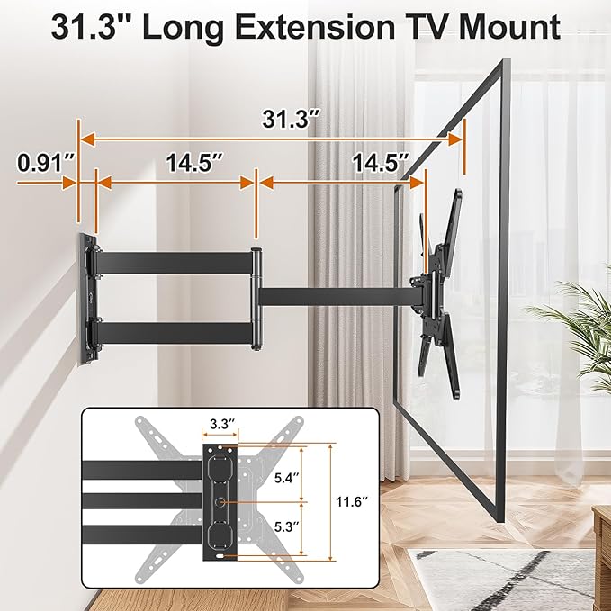 ELIVED 31.3 Inch Long Arm TV Mount