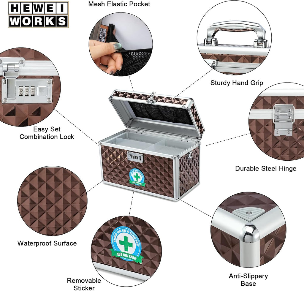 storage lock box with combination lock, lockable medicine, side view