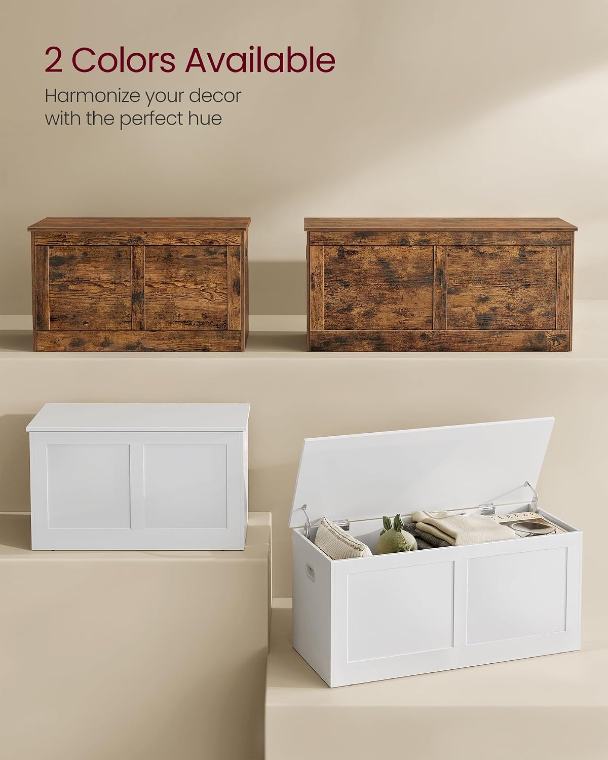vasagle storage chest with 2 safety hinges, 15.7, package contents