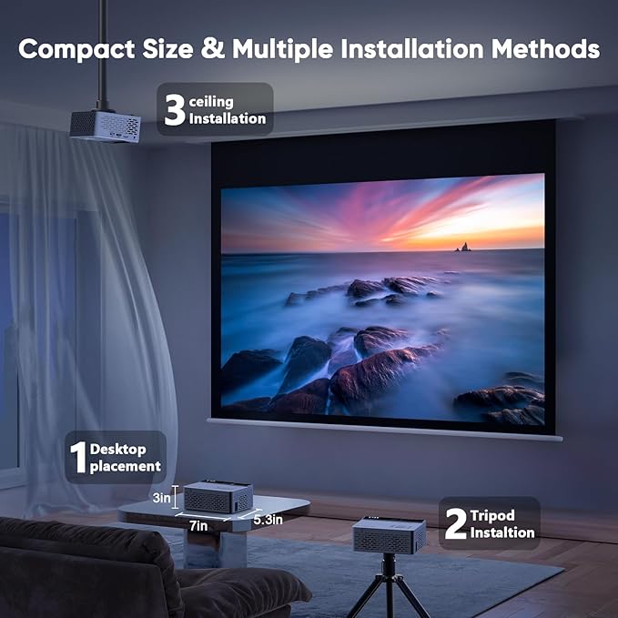 TMY 1080P Full HD Portable Mini Projector, Upgraded Bluetooth Movie Projector