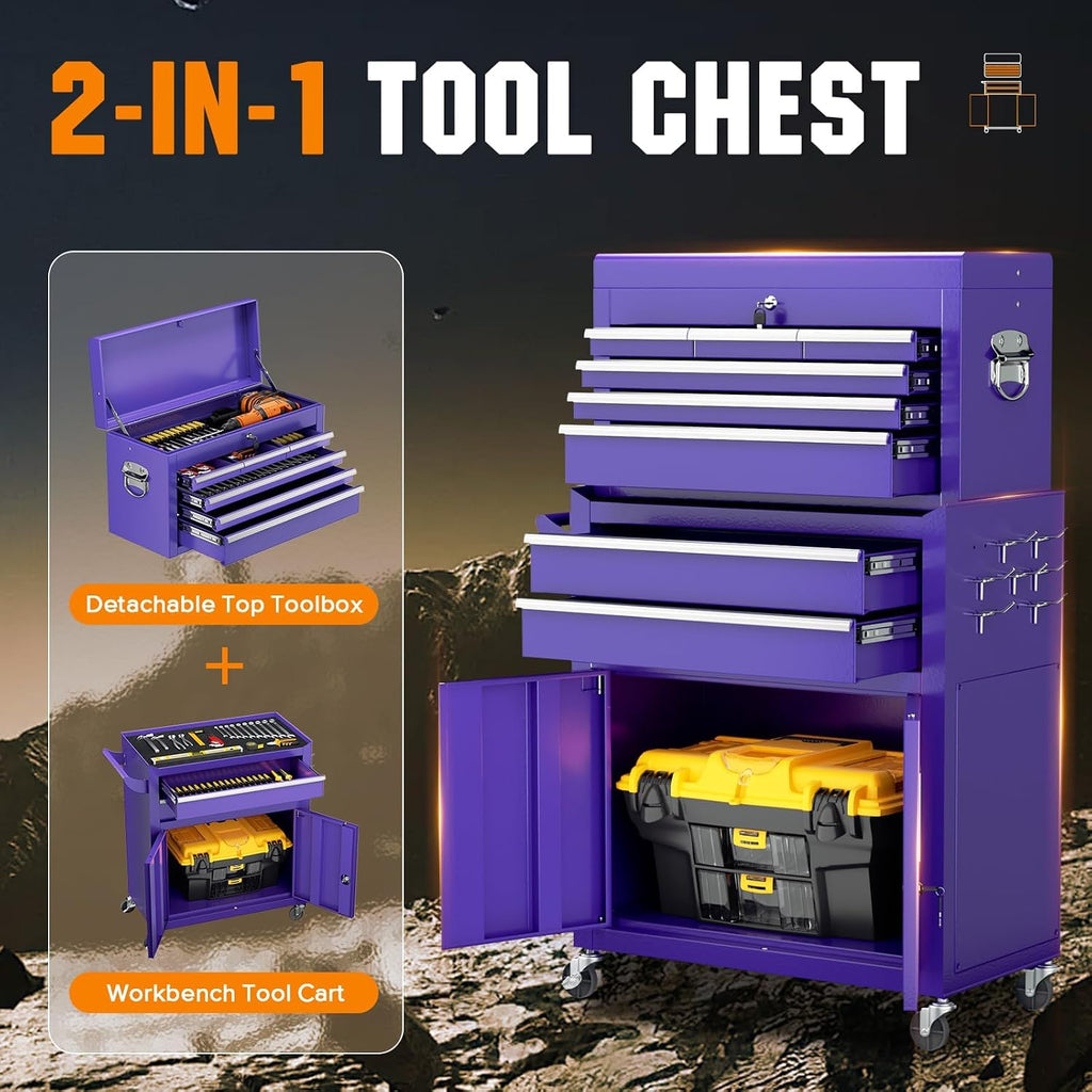 8-drawer rolling tool chest - heavy-duty steel tool, package contents