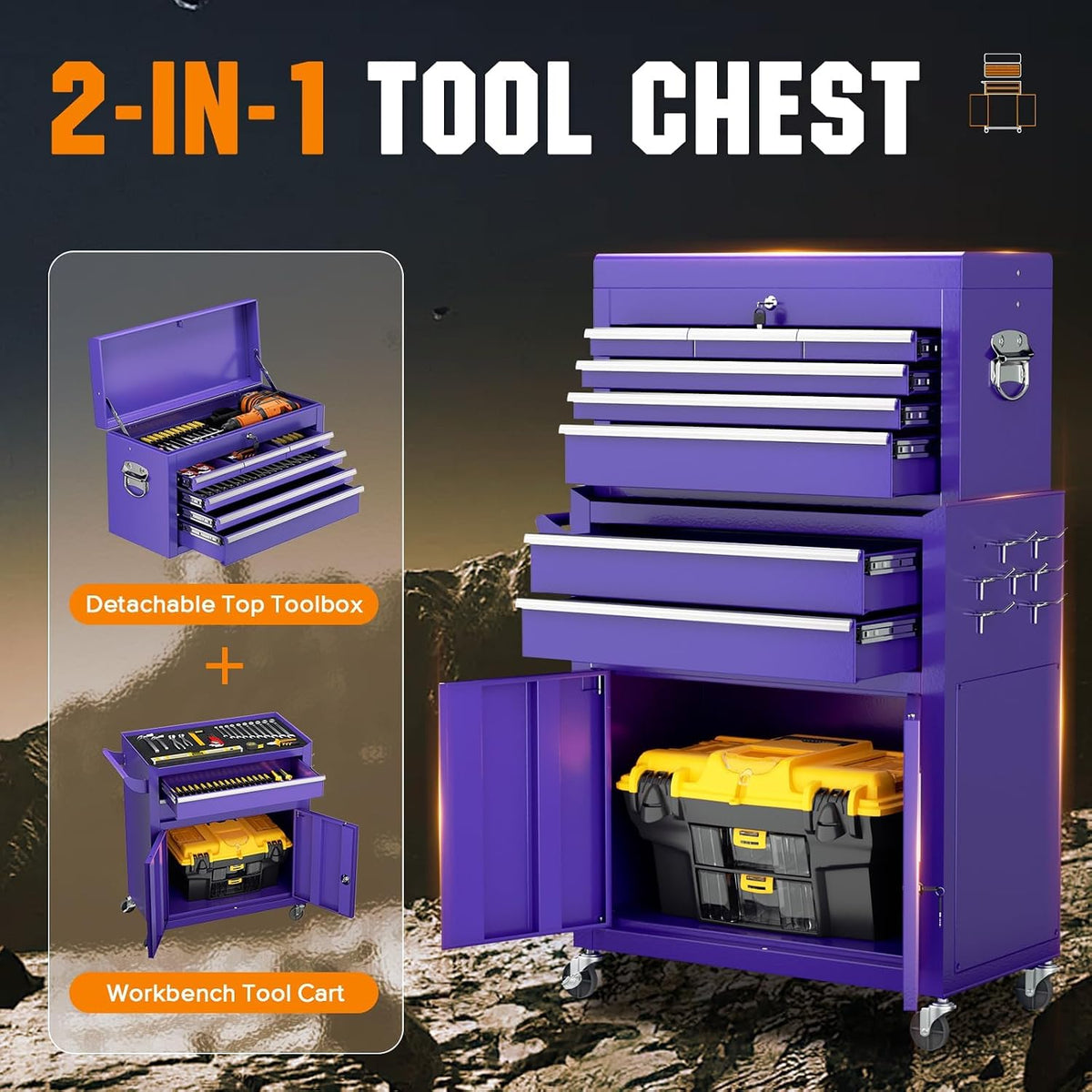 8-drawer rolling tool chest - heavy-duty steel tool, package contents
