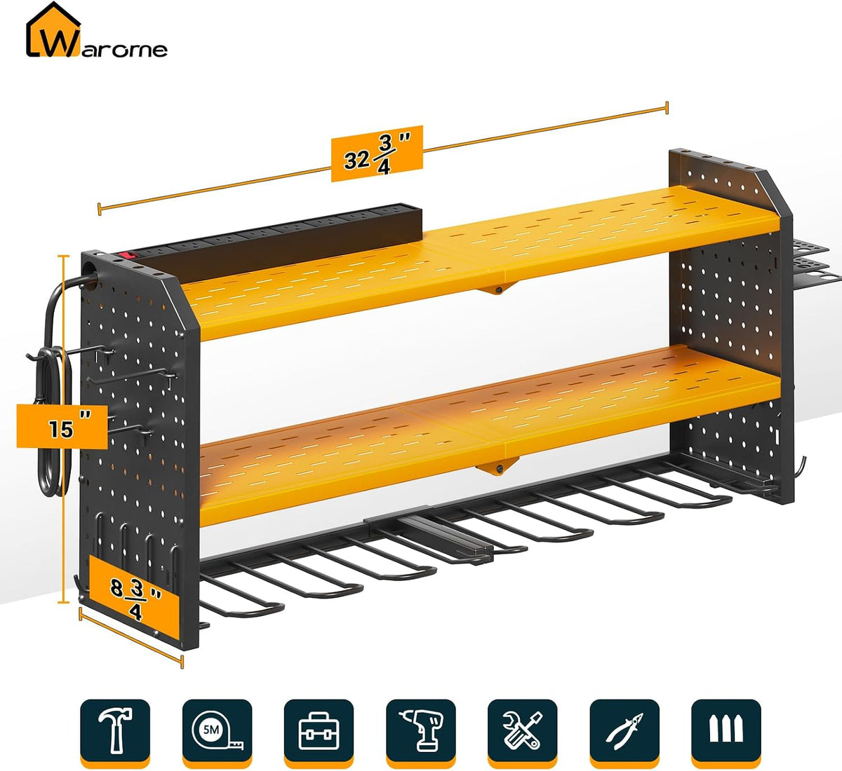 warome tool organizer with charging station, power tool, close-up detail