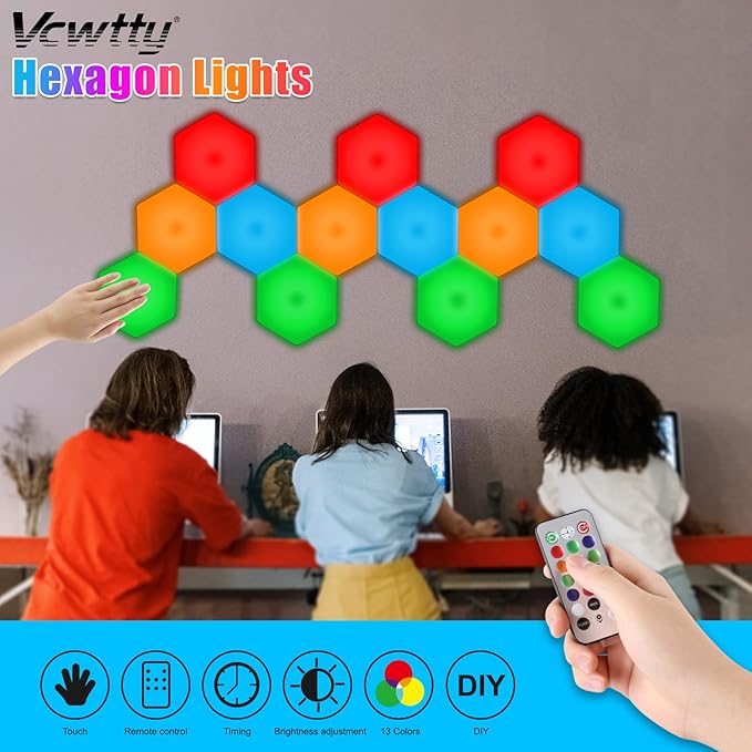 Vcwtty Hexagon Lights, Smart LED Wall Lights (10 Pack)