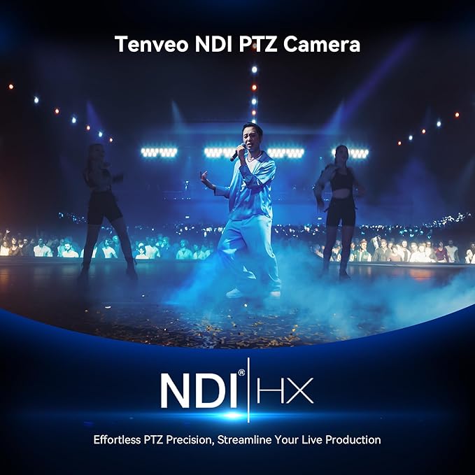 Tenveo 4K NDI PTZ Camera AI Humanoid & Face Auto-Tracking, HDMI/LAN/USB3.0 PoE