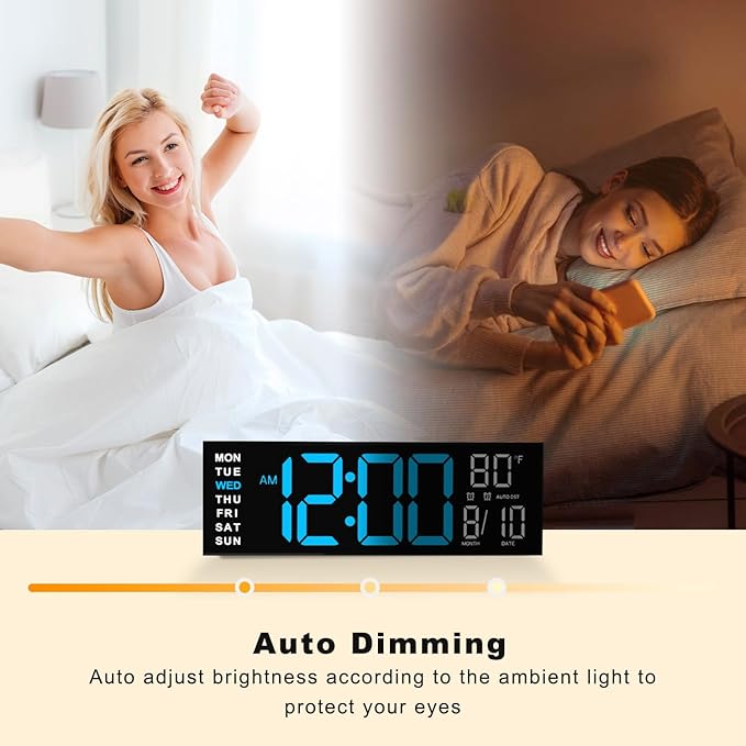 JALL 16" Large Digital Wall Mount Clock, Count Down Timer, Big LED, RGB Color