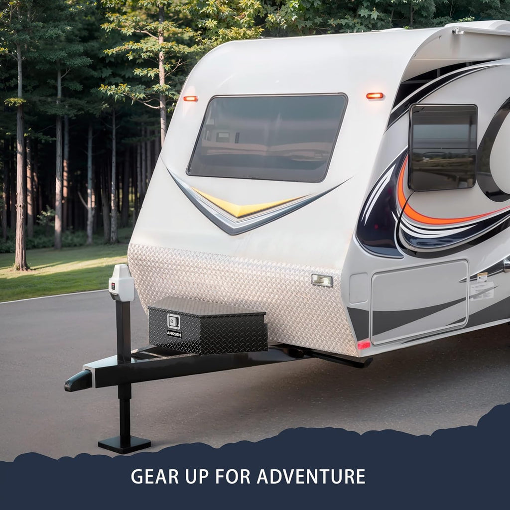 arksen 39" trailer tongue box, heavy duty diamond, close-up detail