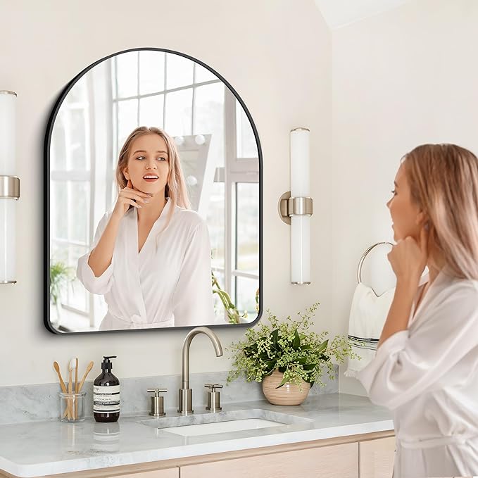 Arched Bathroom Mirror, Wall Mounted Mirror, Living Room, Hanging or Leaning
