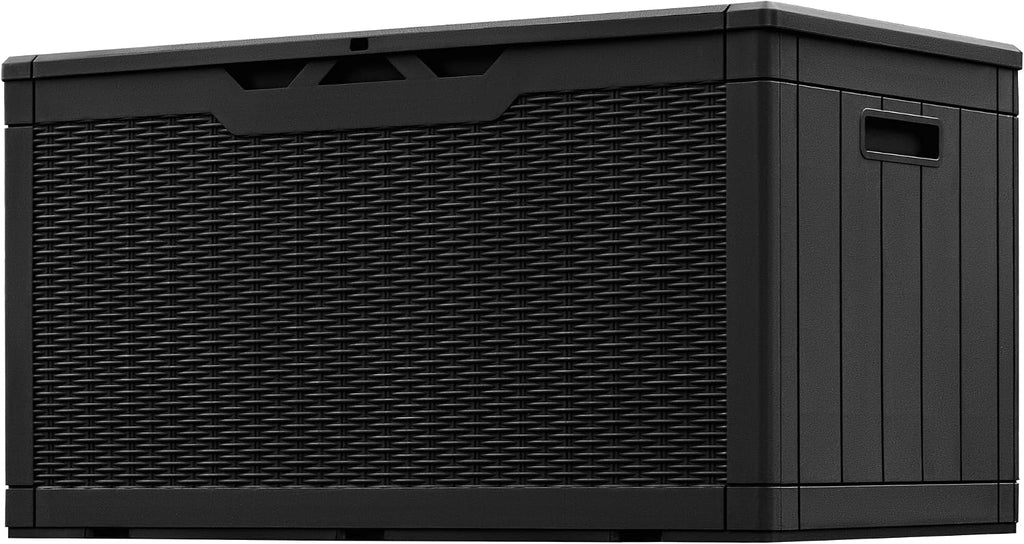 Greesum 100 Gallon Resin Patio Storage Box for Garden Tools, Black