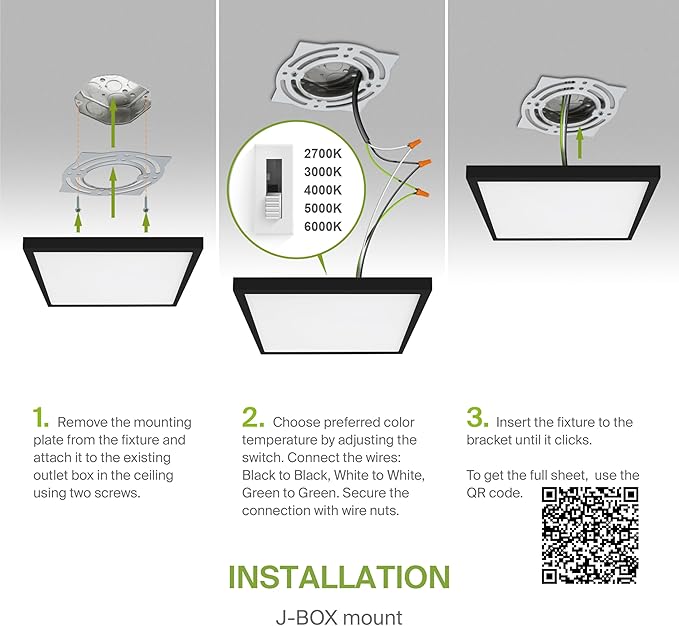 ASD LED 12" Square Flush Mount Ceiling Light Fixture, Low Profile Surface (4 Pack)