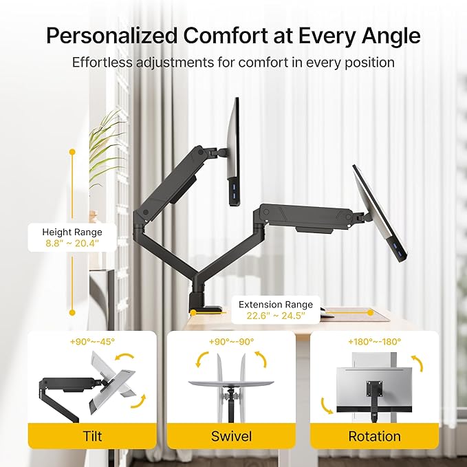 monTEK Dual Monitor Mount Monitor Arms