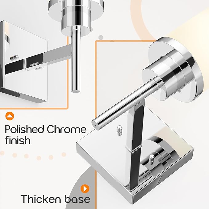 AONEON Vanity Lights Polished Chrome Bathroom Light Fixtures (2 Pack)