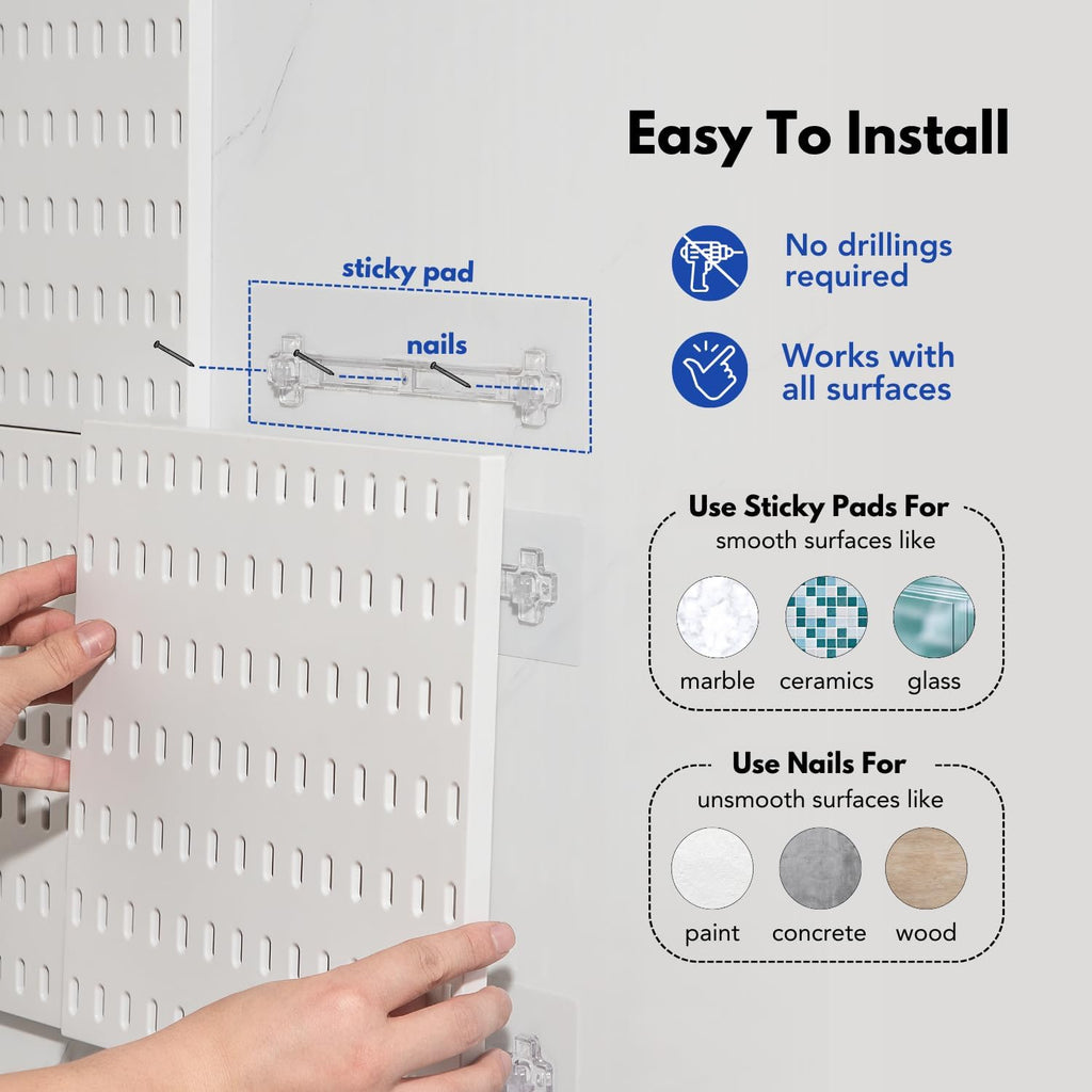 Keepo Peg Board Wall Organizer – Plastic Pegboard Panels, Modular Peg Board Storage System For Home Office, Craft Room, Gaming Setup (Tan brown, 22″×22″)