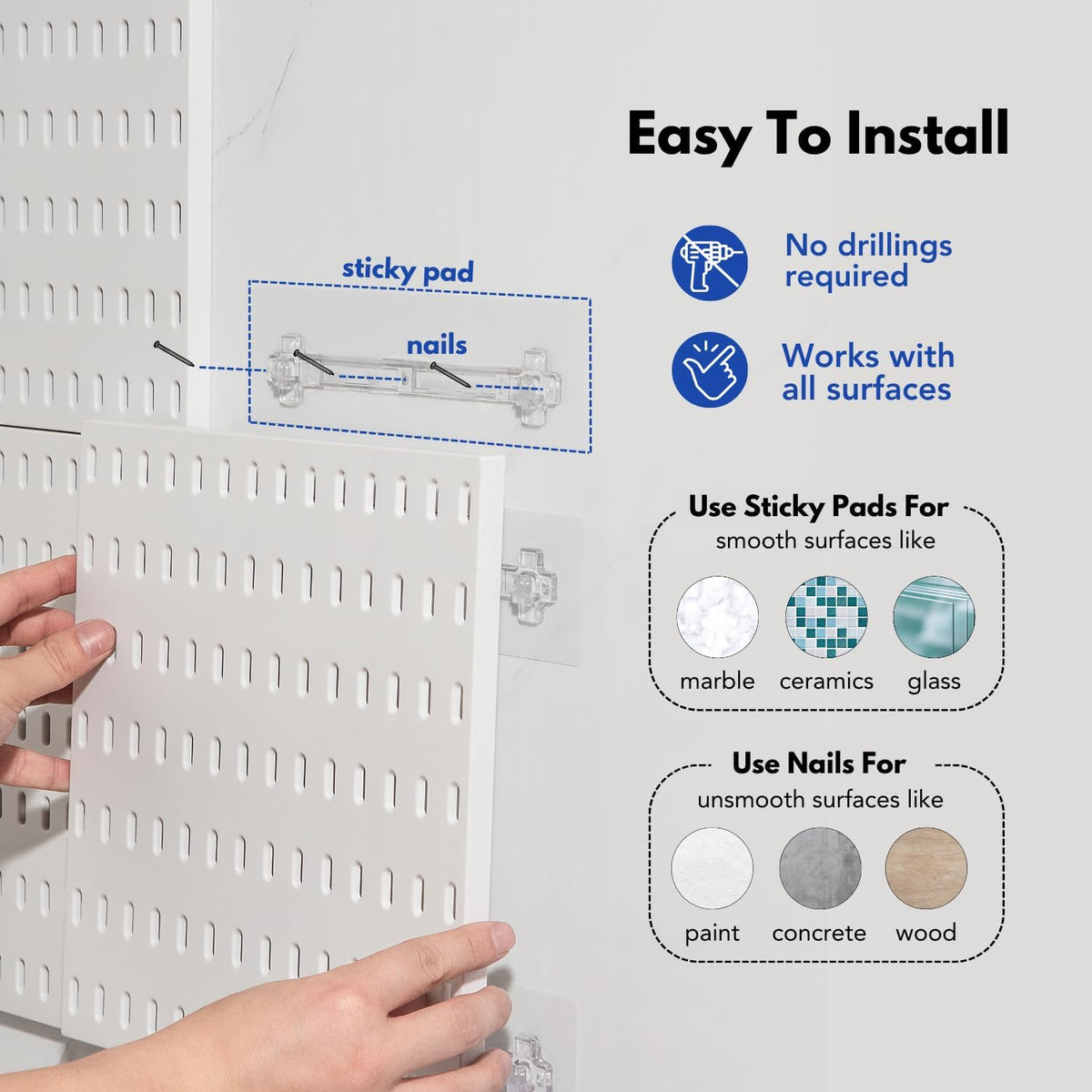 Keepo Peg Board Wall Organizer – Plastic Pegboard Panels, Modular Peg Board Storage System For Home Office, Craft Room, Gaming Setup (Tan brown, 22″×22″)