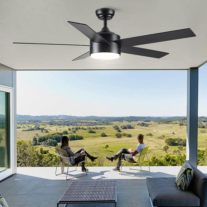 POCHFAN 52 inch Black Ceiling Fans