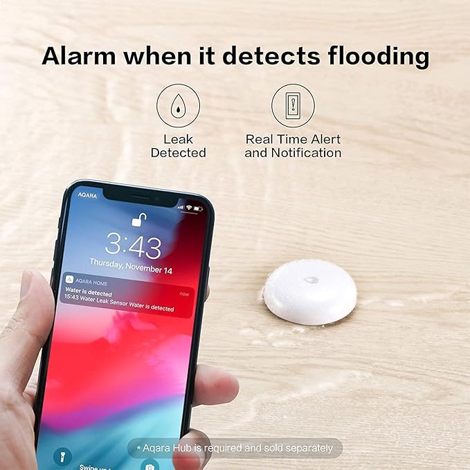Aqara Water Leak Sensor 3 Pack, Zigbee Wireless Water Leak Detector