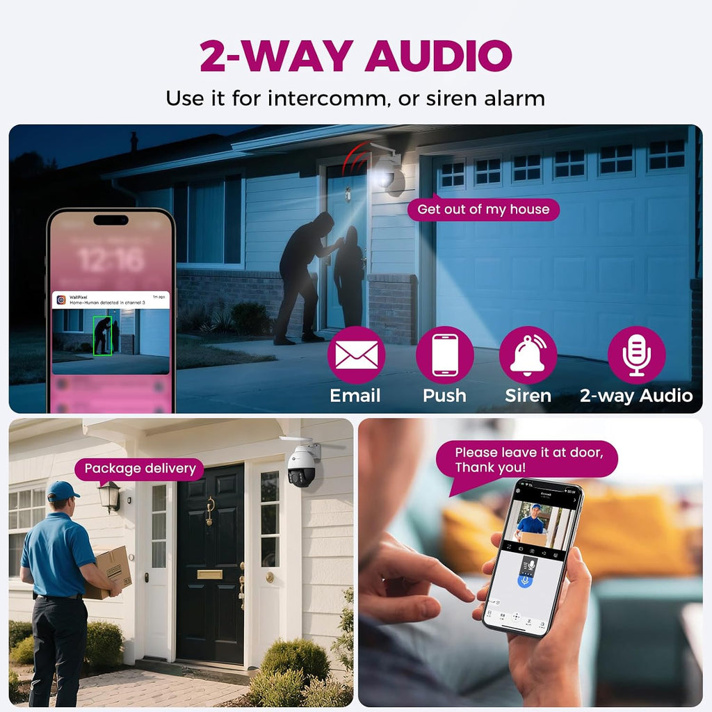 xmarto vandal-proof 4k ptz security camera, 5x zoom on a desk or shelf