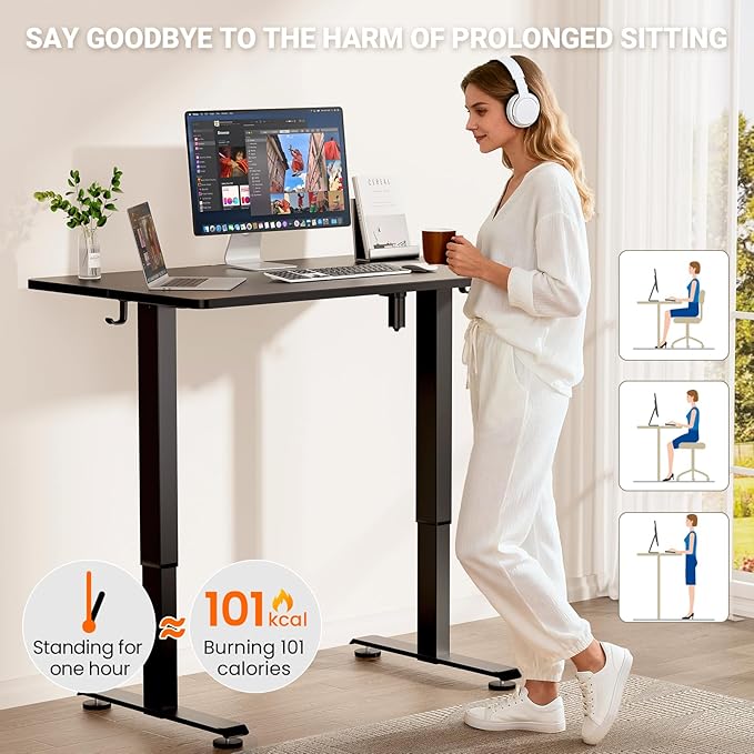 Veken 47.2" Standing Desk, Adjustable Height Office Desk