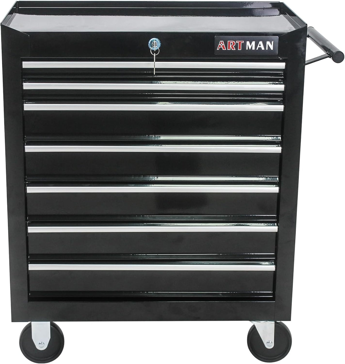 7 Drawers Rolling Tool Cart on Wheels, Multifunctional Organizer Tool Chest Tool Case, Trolley Tool Storage Tool Box for Workshop,Garage,Repair Shop (7 Drawers 24.2" W×12.9" D×30.51" H-Black)