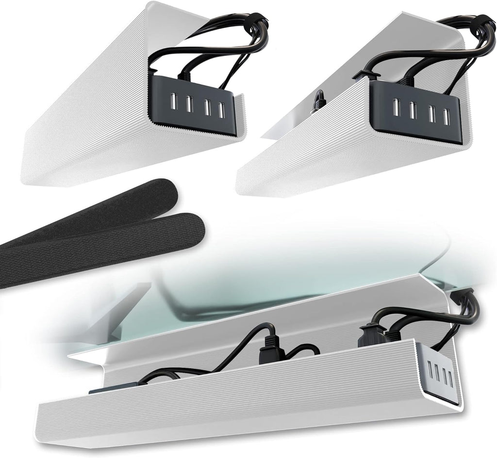 No-Screw Under Desk Cable Management Tray (2-Pack)