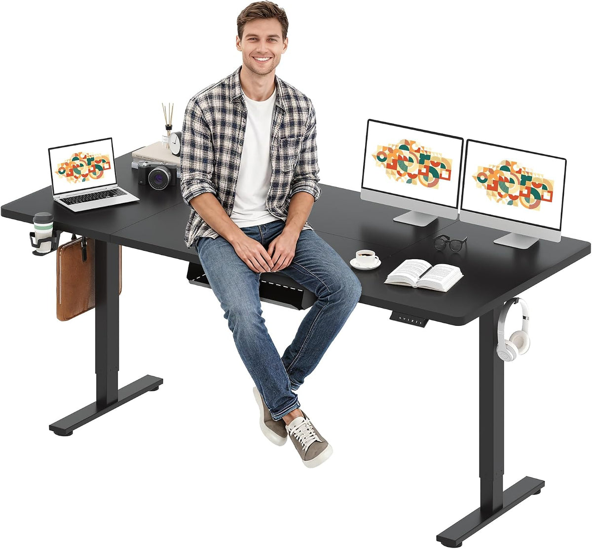SANODESK Electric Standing Desk 79 x 32 Inches Height Adjustable Stand Up