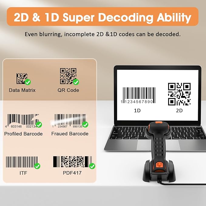 Symcode Bluetooth 2D QR Barcode Scanner