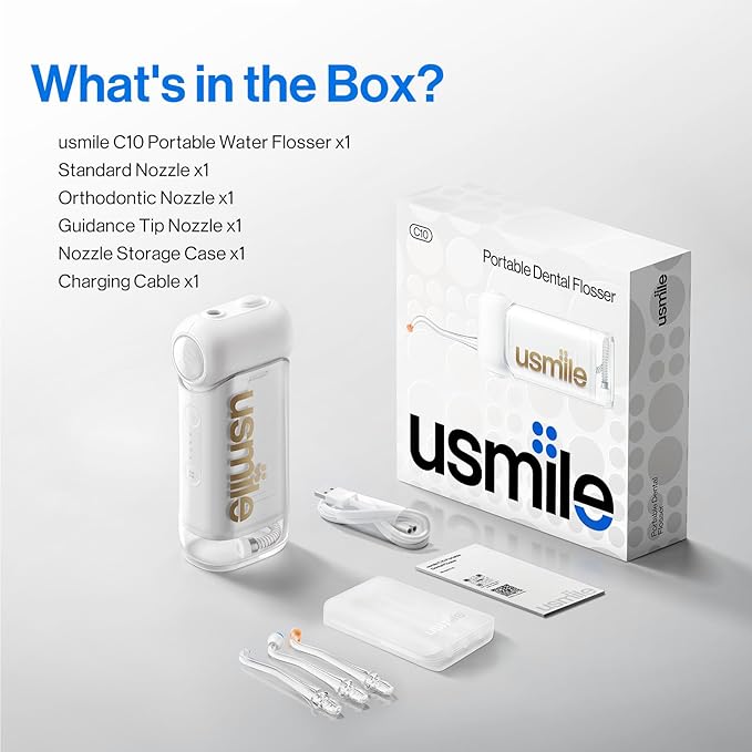 usmile C10 Portable Water Flosser – Travel-Friendly, 95-Day Battery, 4 Modes