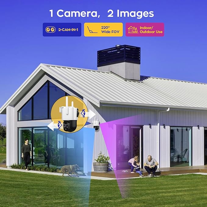 xmartO [2-in-1 CAMs 8-View WiFi 6 Mesh PTZ Security Camera System Outdoor