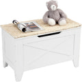 VECELO 30" Storage Bench, Farmhouse Entryway Shoe Ottoman, White