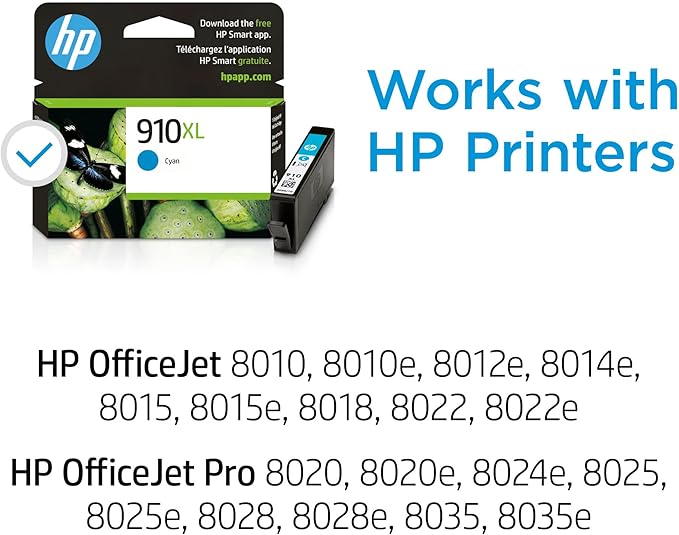 HP 910XL Cyan High-Yield Ink Cartridge | Works