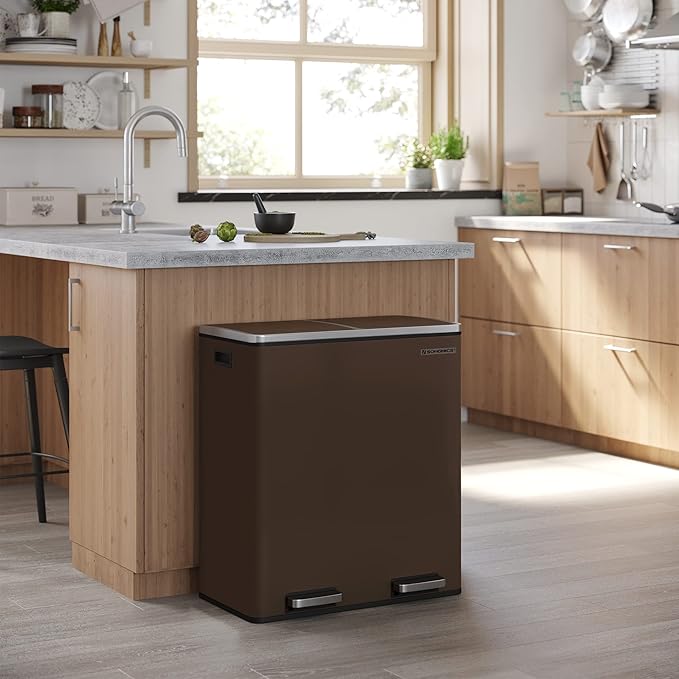 SONGMICS Trash Can, 2 x 8 Gallon Garbage Can