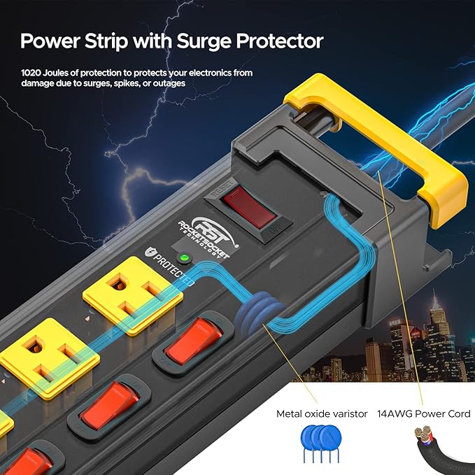 CRST 12 Outlet Heavy Duty Metal Power Strip