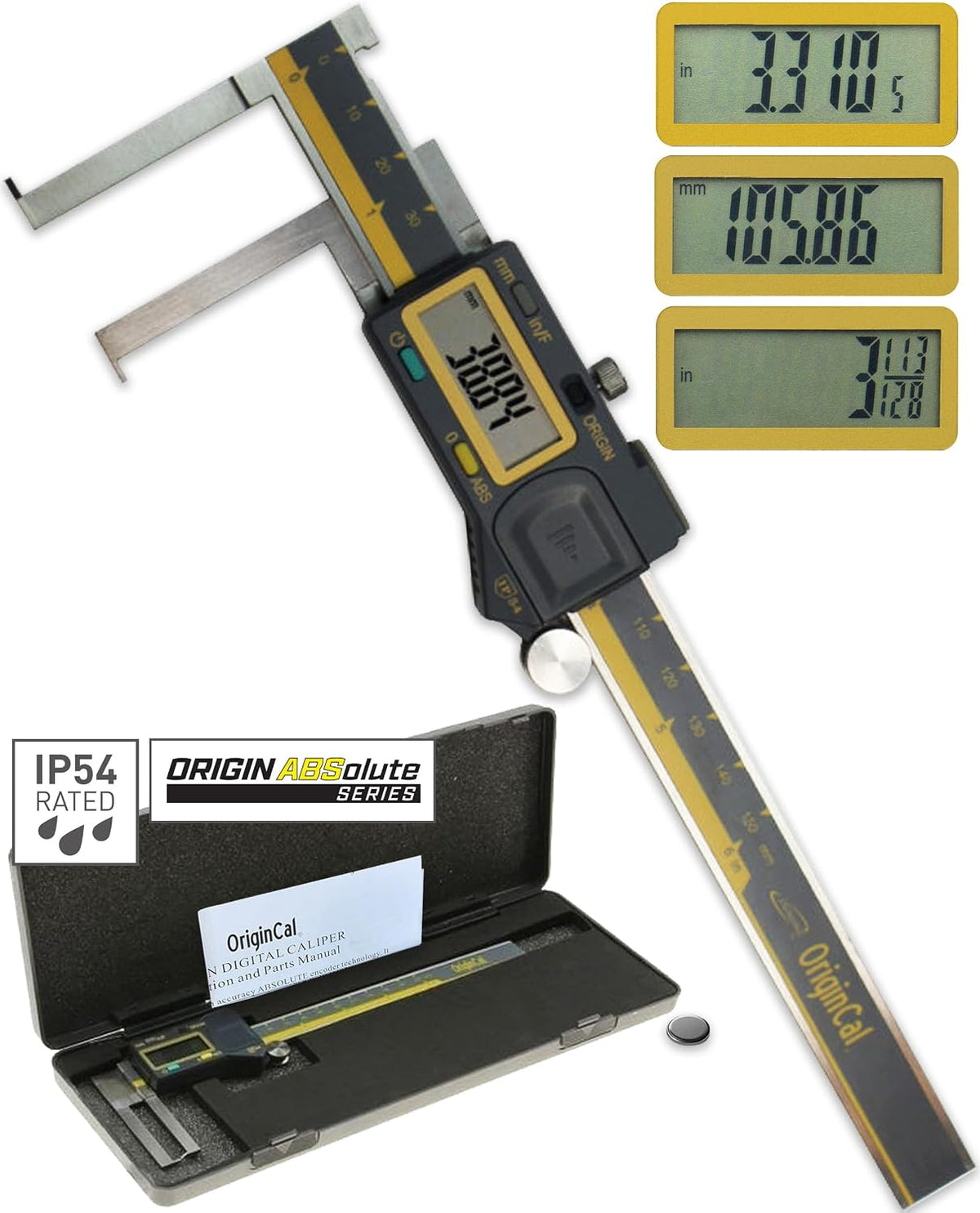 iGAGING Absolute Origin 0-6" Internal Slot Digital Caliper, IP54 Stainless Steel