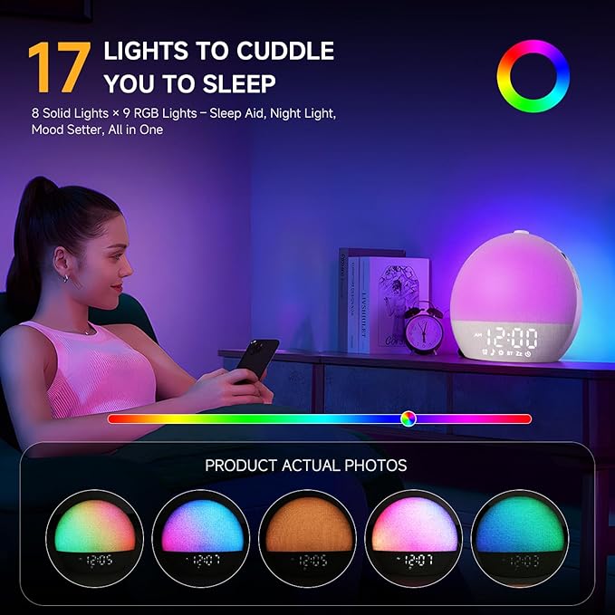 Geuuap Sunrise Alarm Clock White Noise Sound Machine