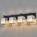 FDPBY Modern Bathroom Vanity Light 4-Lights Plating Black Crystal Bathroom Wall